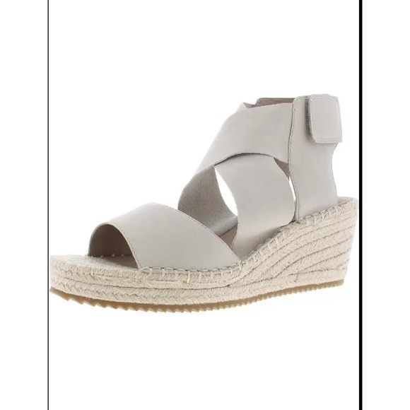 Eileen Fisher Willow Leather Espadrille‎ Sandals Open Toe Tan Wedge Size 7.5 - Picture 1 of 12